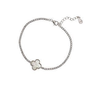 Pulseira Trevo Quatro Folhas Prata 925 Zircônia - cod27695
