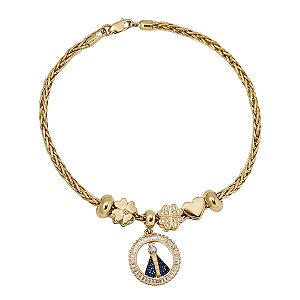 Pulseira Berloques Ouro 18k Zircônias