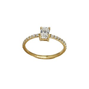 Anel Solitário Ouro 18k e Moissanite