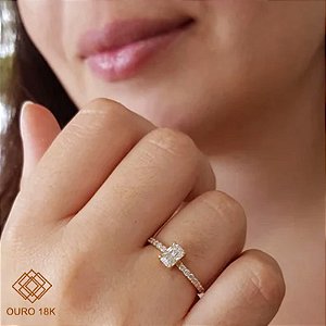 Anel Solitário Ouro 18k Brilhante Moissanite 50Pts
