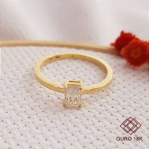 Anel Solitário Ouro 18k Brilhante Moissanite 16Pts