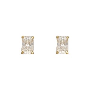 Brinco Solitário Quadrado Ouro 18k e Moissanite