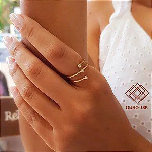 Anel Espiral Ouro 18k - Diamante Cultivado 9pts