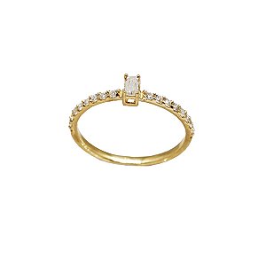 Anel Solitário Ouro 18k e Moissanite