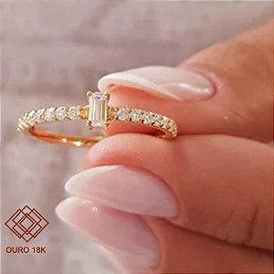 Anel Solitário Ouro 18k - Diamante Cultivado 40pts