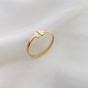 Anel T Duplo Ouro 18k