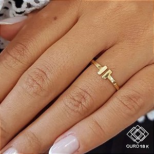 Anel T Duplo Ouro 18k