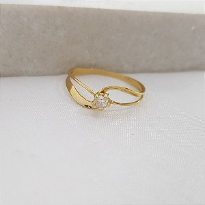 Anel Solitário Ouro 18k Zircônia