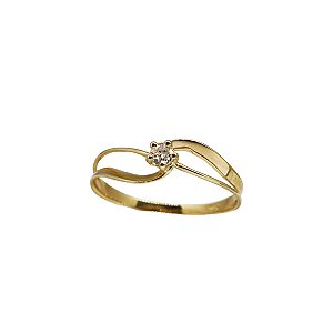 Anel Solitário Ouro 18k Zircônia