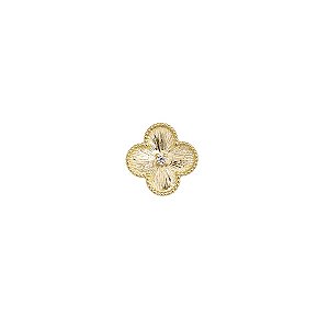 Pingente Trevo Ouro 18k Zircônia