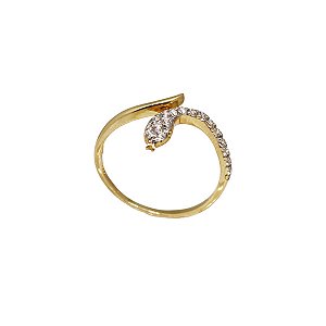 Anel Cobra Ouro 18k Zircônia