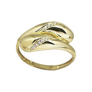 Anel Bold Ouro 18k Zircônia