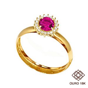 Anel Formatura Ciências Contábeis Ouro 18k Zircônia - Sem emblema