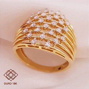 Anel Ouro 18k Diamante Cultivado 56 pts