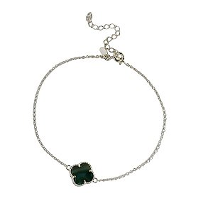 Pulseira Trevo Quatro Folhas Prata 925 Pedra Natural