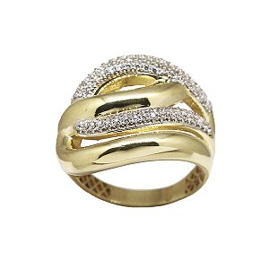 Anel Ouro 18k Zircônias
