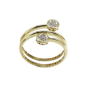 Anel Espiral Ouro 18k Zircônia