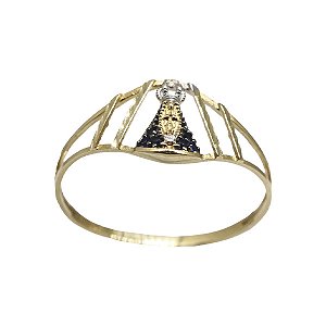 Anel Nossa Senhora Aparecida Ouro 18k Zircônia