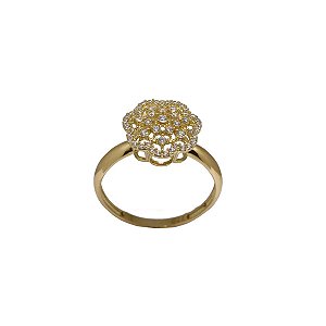 Anel Chuveiro Flor Ouro 18k Zircônia
