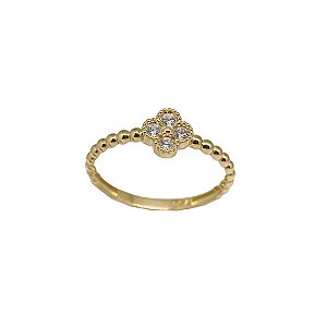 Anel Trevo Ouro 18k Zircônia