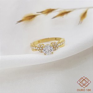 Anel Solitário Zircônia Ouro 18k