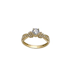 Anel Solitário Zircônia Ouro 18k