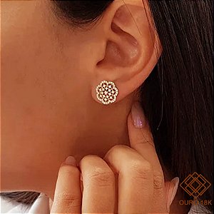 Brinco Chuveiro Flor Ouro 18k Zircônia