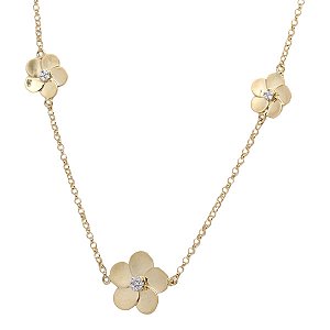 Gargantilha Flor Ouro 18k Zircônia