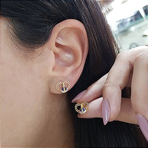 Brinco Nossa Senhora Aparecida Ouro 18k Zircônias