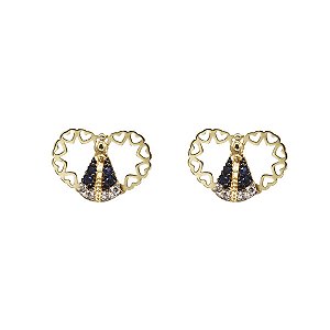 Brinco Nossa Senhora Aparecida Ouro 18k Zircônias