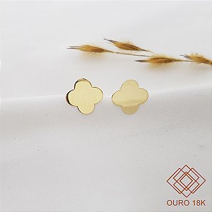 Brinco Trevo Quatro Folhas Ouro 18k