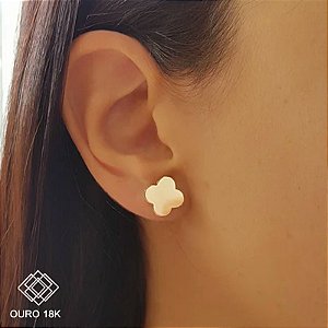 Brinco Trevo Quatro Folhas Ouro 18k