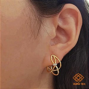 Brinco Ouro 18k Zircônia