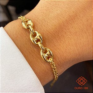 Pulseira Malha Coffee Ouro 18k