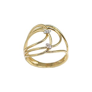 Anel Ouro 18k Zircônias