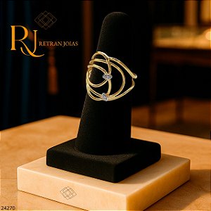 Anel Ouro 18k Zircônias