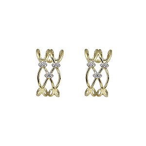Brinco Ouro 18k Zircônia