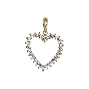 Pingente Coração Ouro 18k Zircônias