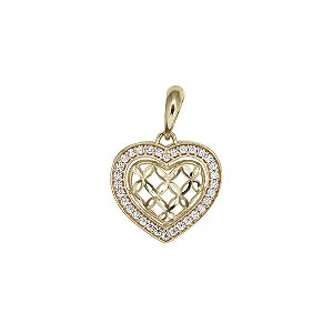 Pingente Coração Ouro 18k Zircônias