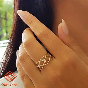 Anel Ouro 18k Zircônias