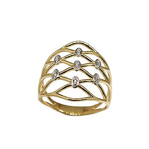 Anel Ouro 18k Zircônias