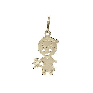 Pingente Menina Flor Ouro 18k