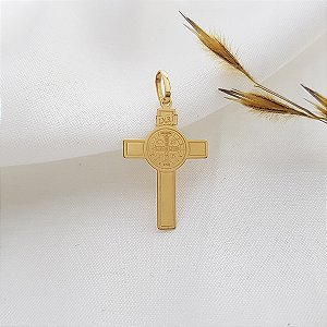 Pingente São Bento Cruz Ouro 18k