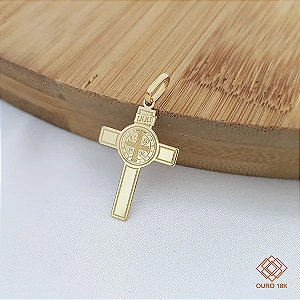 Pingente São Bento Cruz Ouro 18k