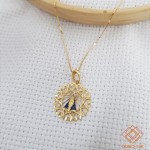 Kit Cordão Ouro 18k + Pingente Nossa Senhora Ouro 18k