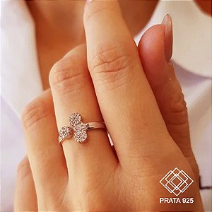 Anel Flores Prata 925 Zircônia
