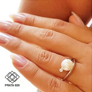 Anel Pérola Prata 925
