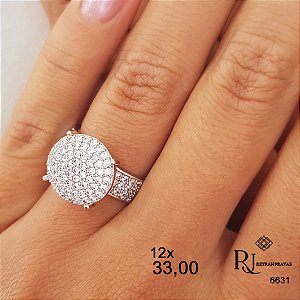 Anel Chuveiro Prata 925 Zircônias