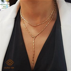 Gargantilha Multiformas Canutilho Ouro 18k - 88cm