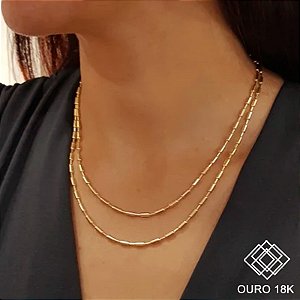 Gargantilha Multiformas Canutilho Ouro 18k - 88cm